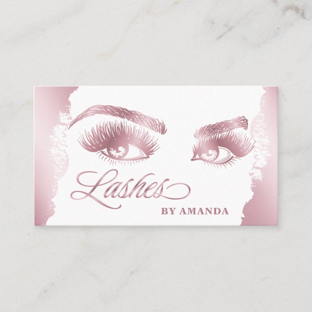 Makeup artist Lash Eyebrow Lashes Rose Gold Business Card (Front)