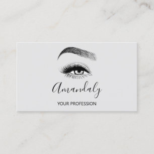 Makeup Artist Lash Friseur Logo QR CODE Grey  Business Card