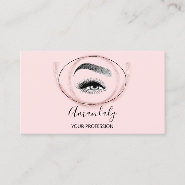 Makeup Artist Lash Friseur Logo QR CODE Pink Rose Business Card (Front)