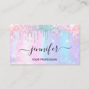 Makeup Artist Lash Hair Nail Holograph Drips VIP Business Card