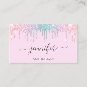 Makeup Artist Lash Hair Nails Holographic Pink Business Card