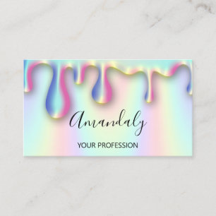 Makeup Artist Lash Nail Custom Logo Drips Business Card