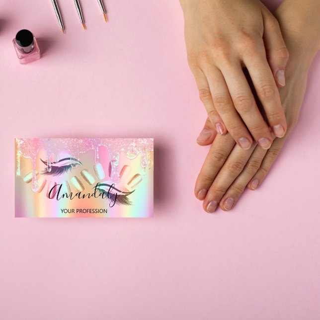 Makeup Artist Lash Nails Custom Logo Drip Business Business Card (Creator Uploaded)