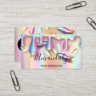 Makeup Artist Lash Nails Custom Logo Drips Business Card