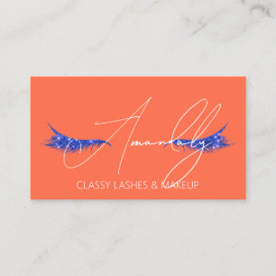 Makeup Artist Lash QR LOGO Microblade Blue Orange Business Card