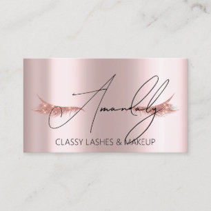 Makeup Artist Lash QR LOGO Microblade Blush Rose Business Card