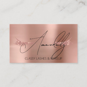 Makeup Artist Lash QR LOGO Microblade Rose Glitter Business Card