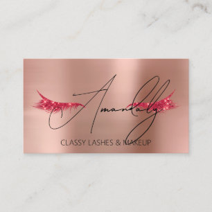 Makeup Artist Lash QR LOGO Microblade Rose Red Business Card