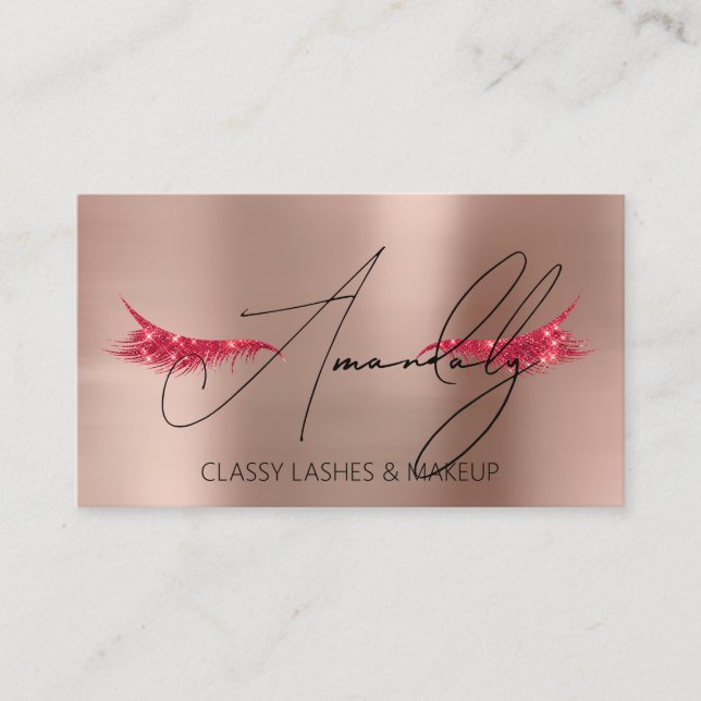 Makeup Artist Lash QR LOGO Microblade Rose Red Business Card (Front)
