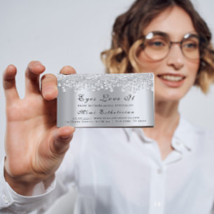 Makeup Artist Lash Silver Drips Event Planner Appointment Card
