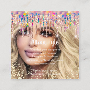 Makeup Artist Lash Studio Holograph Photo Mirna Square Business Card