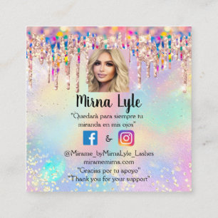Makeup Artist Lash Studio Holograph Photo Mirna's Square Business Card