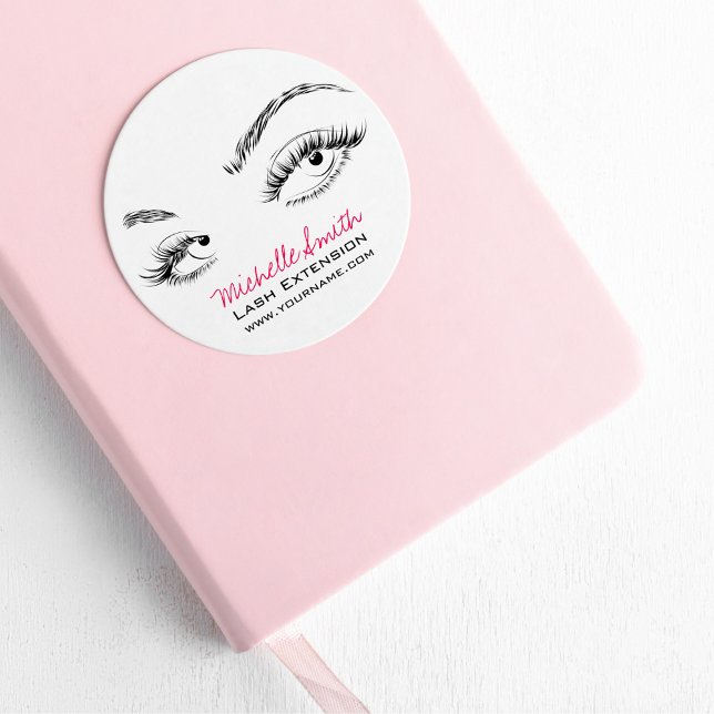 Makeup Artist Lashes Brows Black and White Simple Classic Round Sticker (Creator Uploaded)