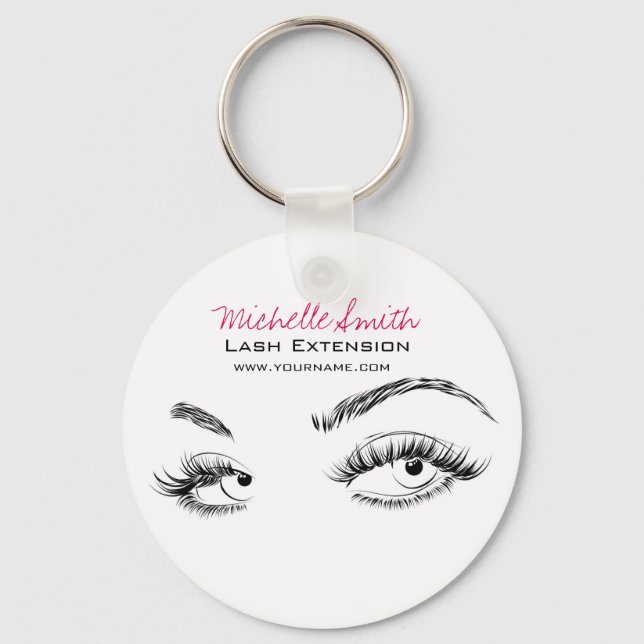 Makeup Artist Lashes Brows Black and White Simple Key Ring (Front)