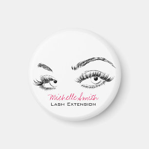 Makeup Artist Lashes Brows Black and White Simple Magnet