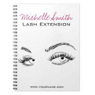 Makeup Artist Lashes Brows Black and White Simple Notebook
