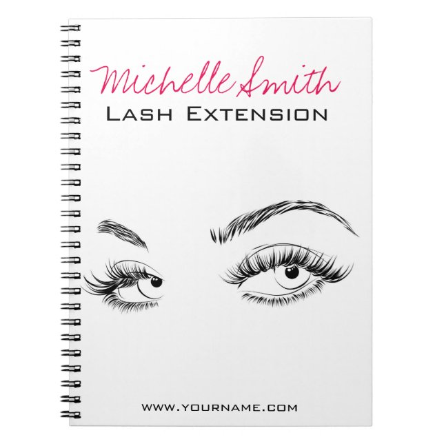 Makeup Artist Lashes Brows Black and White Simple Notebook (Front)