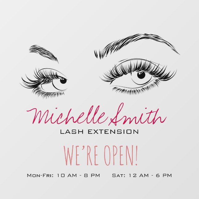 Makeup Artist Lashes Brows Black and White Simple Window Cling (Sheet)