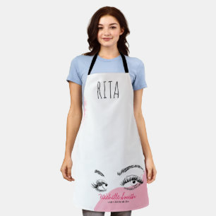 Makeup Artist Lashes Brows Black White Name Apron