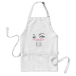 Makeup Artist Lashes Brows Black White Name Standard Apron