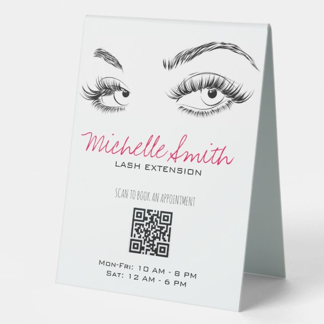 Makeup Artist Lashes Brows Black White QR Code (Front)