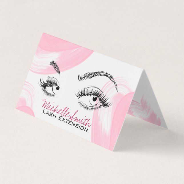 Makeup Artist Lashes Brows Pink Appointment Card (Front)
