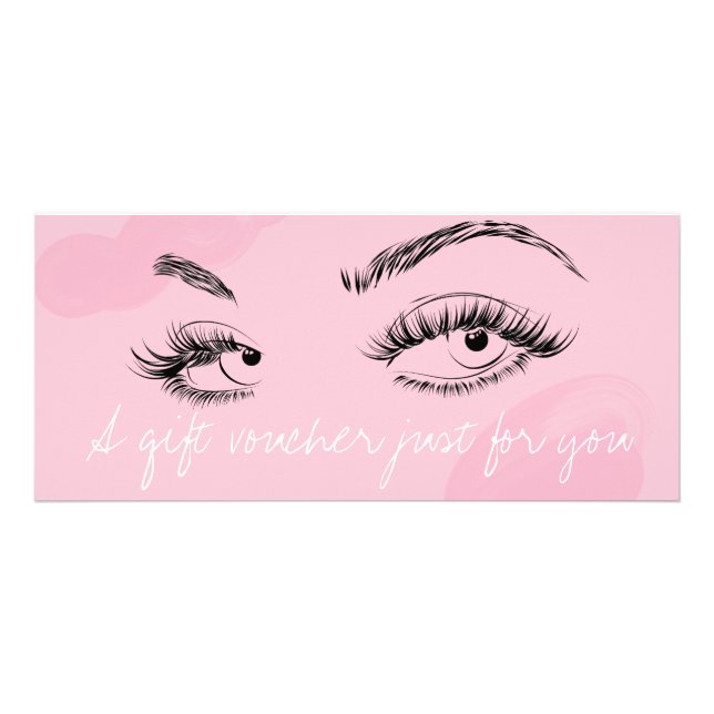 Makeup Artist Lashes Brows Pink Gift Voucher  Rack Card (Front)