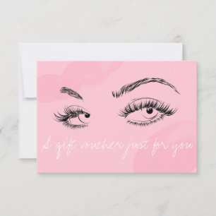 Makeup Artist Lashes Brows Pink Gift Voucher Thank You Card