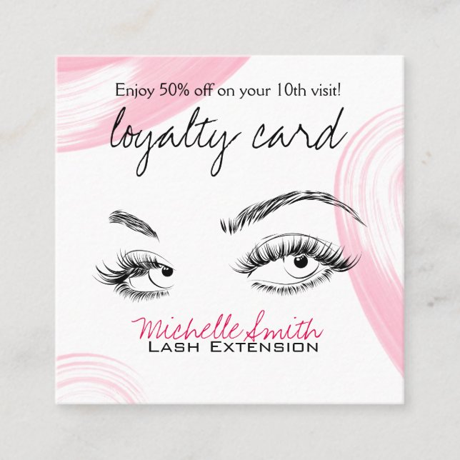 Makeup Artist Lashes Brows White Loyalty Card (Front)