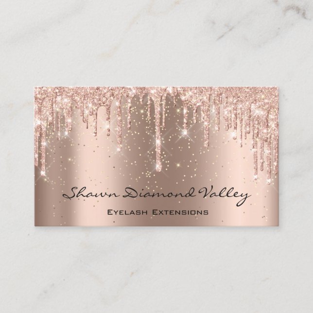 Makeup Artist Lashes Drips ConfettI GOLD Business Card (Front)