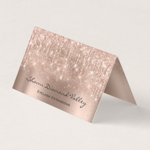 Makeup Artist Lashes drop Rose Blush Confetti Business Card