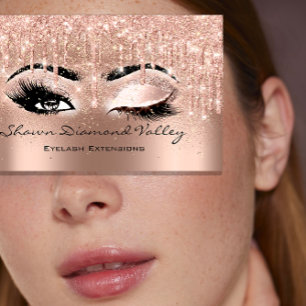 Makeup Artist Lashes drop Rose Blush Drips Business Card