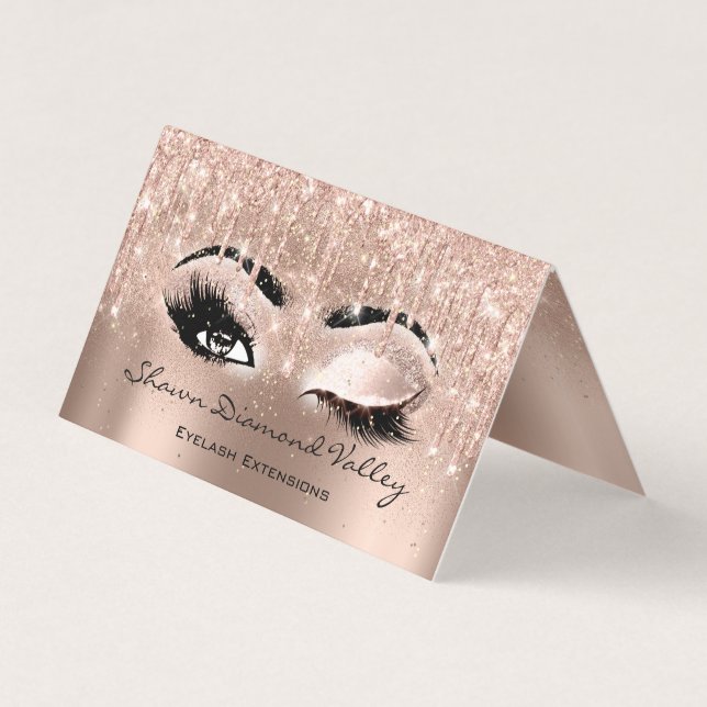Makeup Artist Lashes Extension Dropfen Rose Blush Business Card (Front)