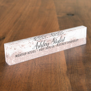 Makeup Artist Lashes Extension Hair Rose White Nameplate