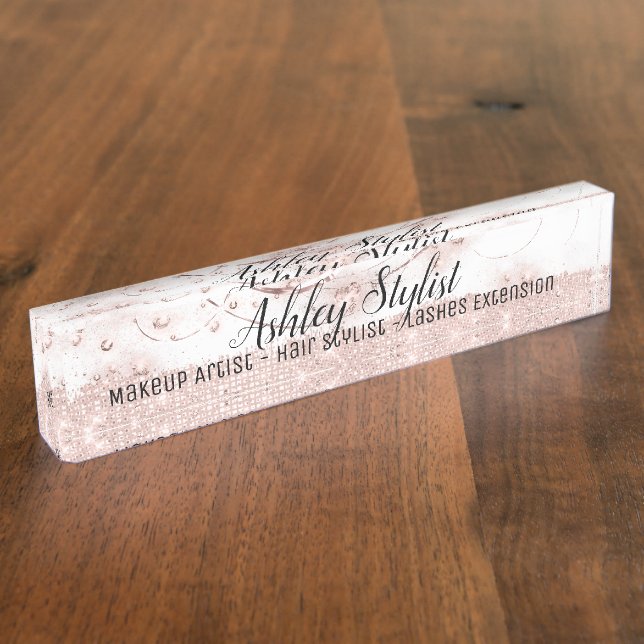 Makeup Artist Lashes Extension Hair Rose White Nameplate (Side)