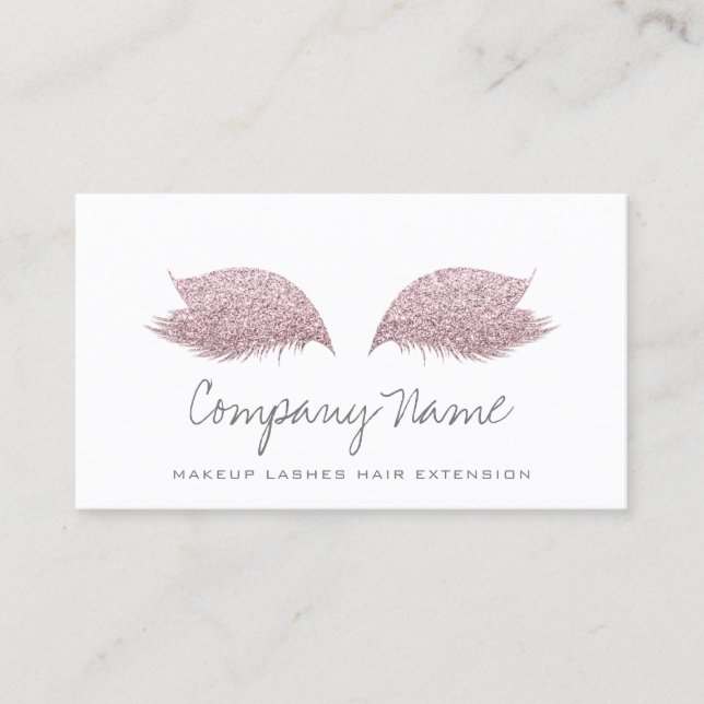 Makeup Artist Lashes Extension Rose White Grey Appointment Card (Front)