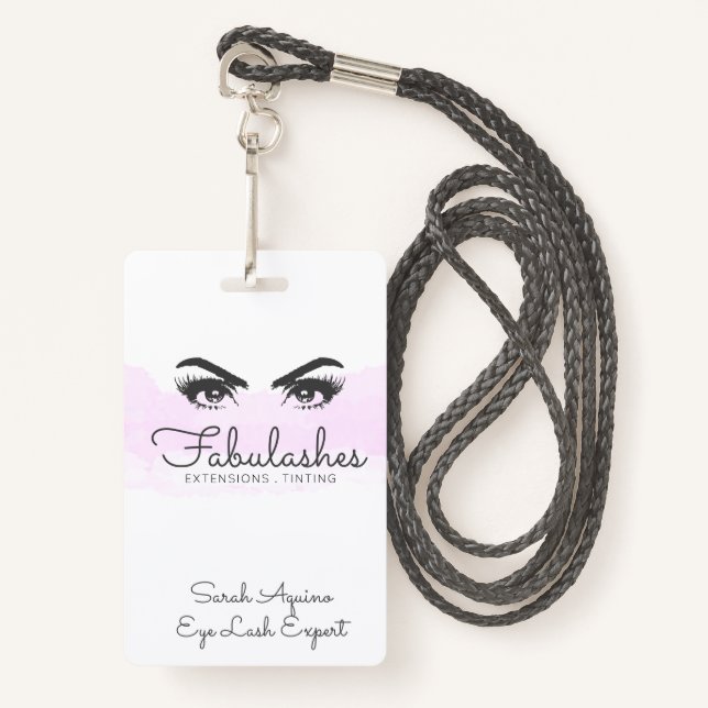 Makeup Artist Lashes Eyes Extensions Brows ID Badge (Front with Lanyard)