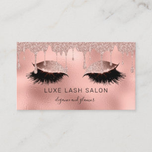 Makeup Artist Lashes Glitter Rose Gold Shimmer Business Card