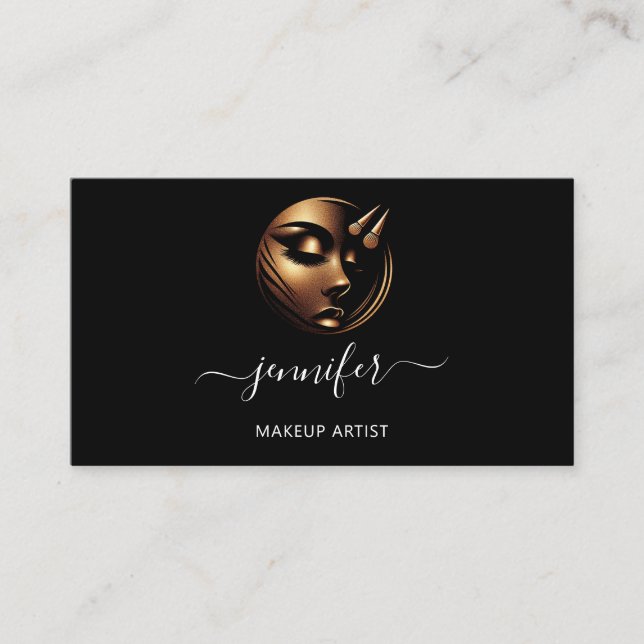 Makeup Artist Lashes Logo QR Code Black White Business Card (Front)