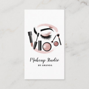 Makeup  Artist Lashes Mascara Lipstick Rose Gold Business Card