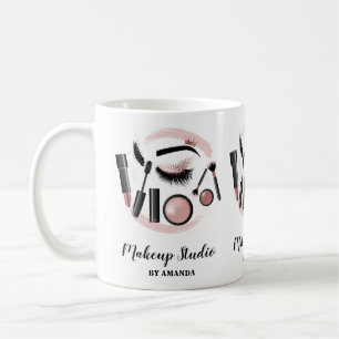 Makeup  Artist Lashes Mascara Lipstick Rose Gold Coffee Mug