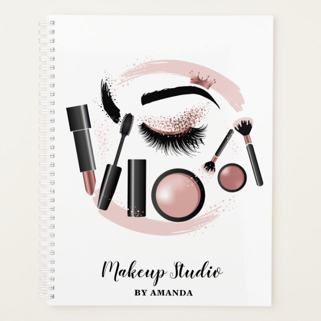 Makeup  Artist Lashes Mascara Lipstick Rose Gold Planner (Front)