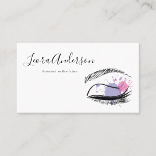 Makeup Artist Lashes Microblading Watercolor Business Card