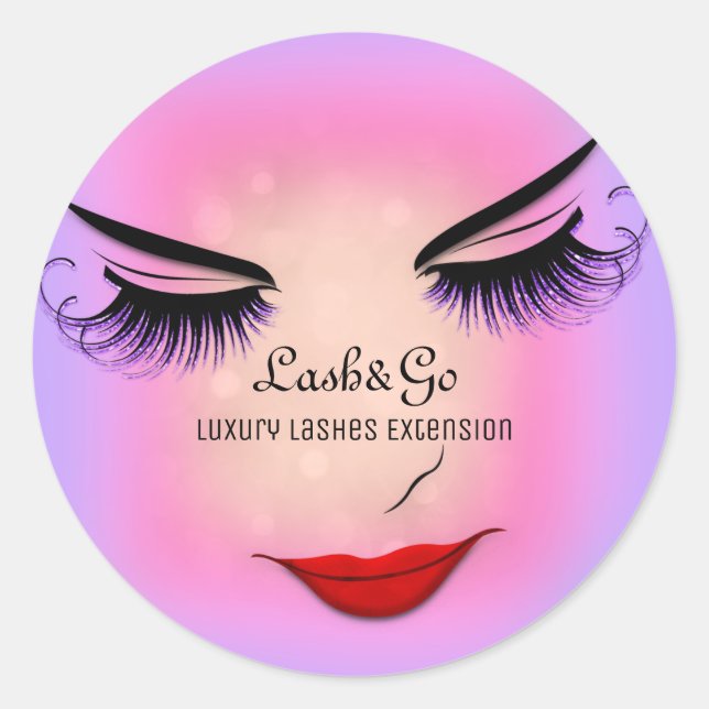Makeup Artist Lashes Product Red Purple Blush Classic Round Sticker (Front)