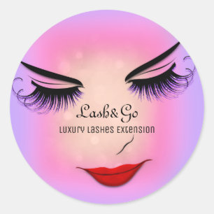 Makeup Artist Lashes Product Red Purple Blush Classic Round Sticker