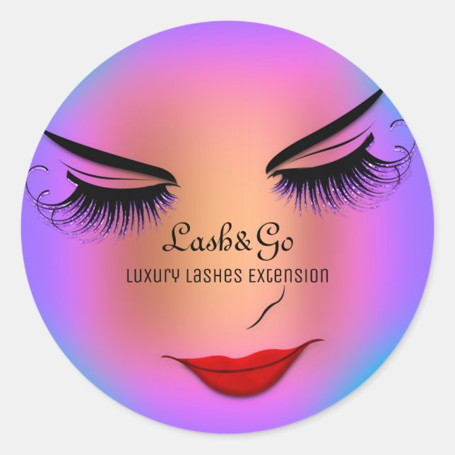Makeup Artist Lashes Product Red Rose Blue Classic Round Sticker (Front)