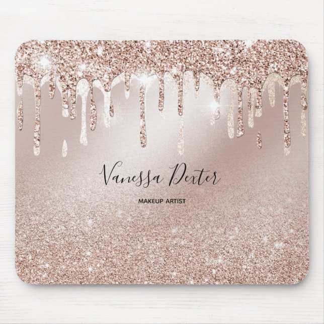 Makeup Artist Lashes Spark Drips Rose Gold Mouse Mat (Front)