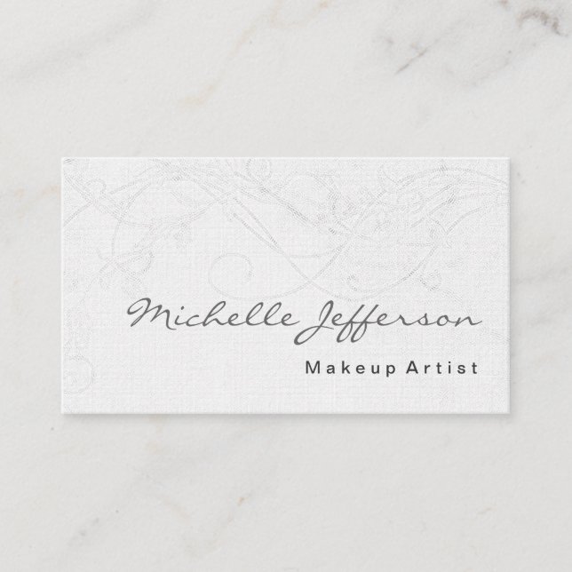 Makeup Artist Linen Damask Pattern Business Card (Front)