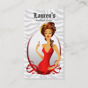 Makeup Artist Lips N Lipstick Red Zebra Business Card