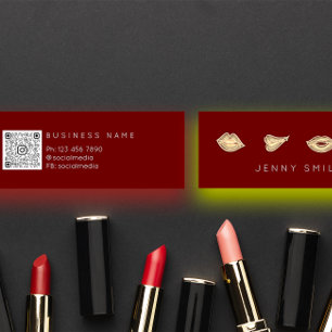 Makeup Artist Lips Nurse Cosmetic Injector Qr Mini Business Card